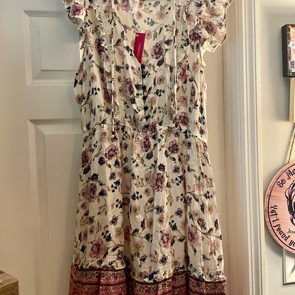 Xhilaration Pink and Cream Floral Dress XL - Picture 1 of 2